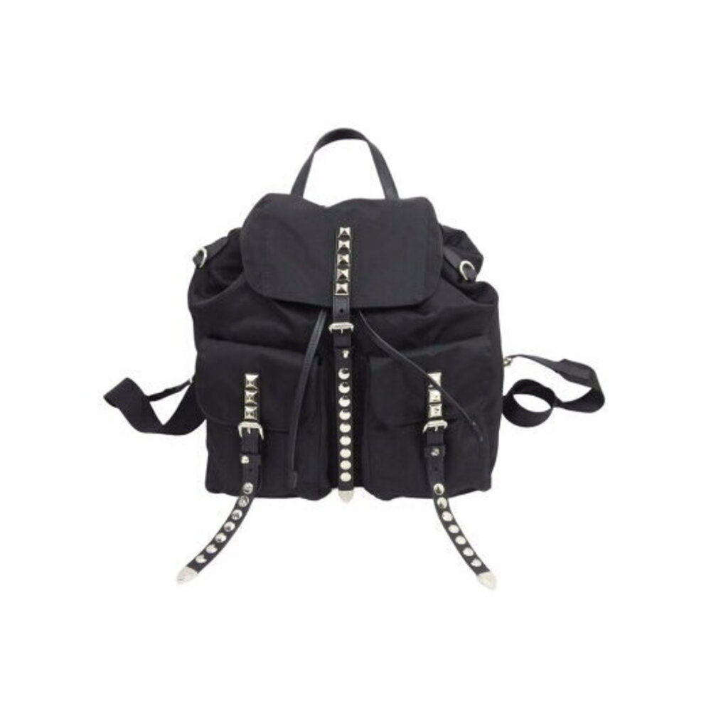 Prada Stud Nylon Backpack Triangular Plate Leather - image 1